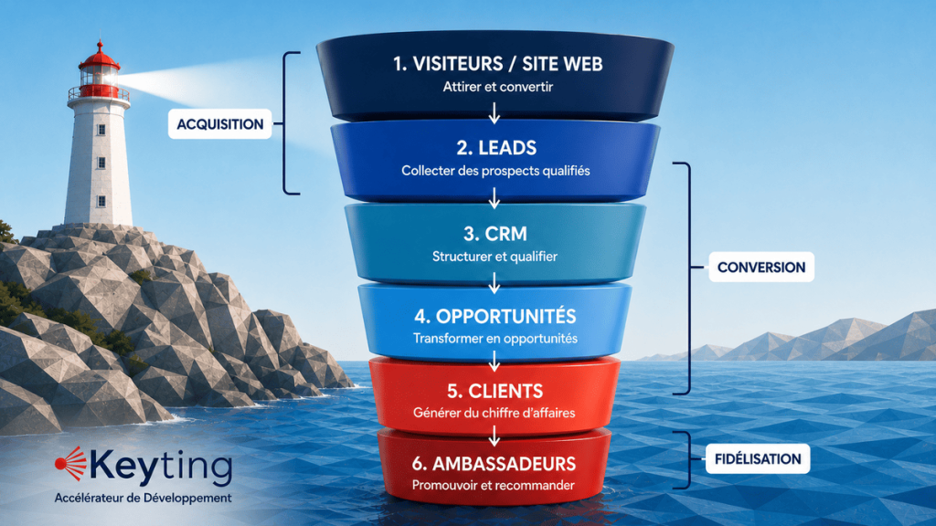 Stratégie d'acquisition et de conversion Keyting pour transformer les visiteurs en clients puis en ambassadeurs